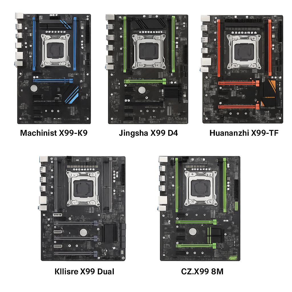 5 популярных X99 плат для сборки Коллаж X99 материнских плат