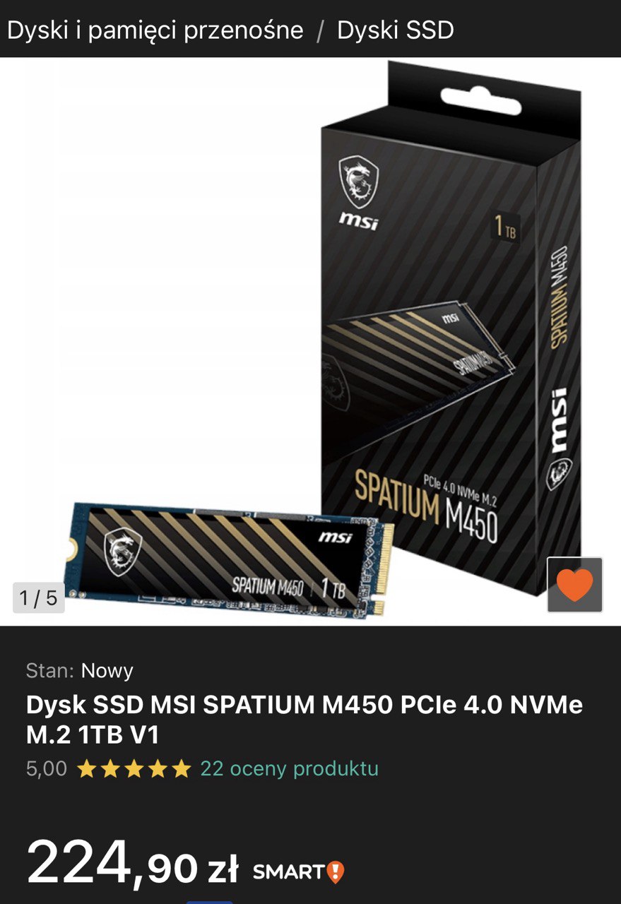 SSD MSI Spatium M450