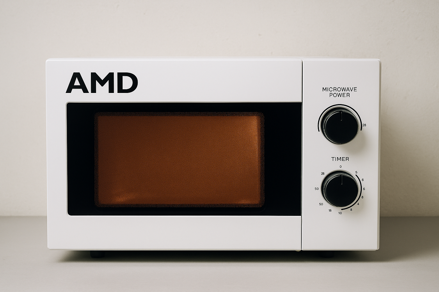 Микроволновка AMD — шуточное изображение горячего процессора